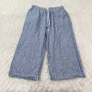 Beachlunchlounge Pants Women's Small Striped Linen Wide Leg Coastal Nautical